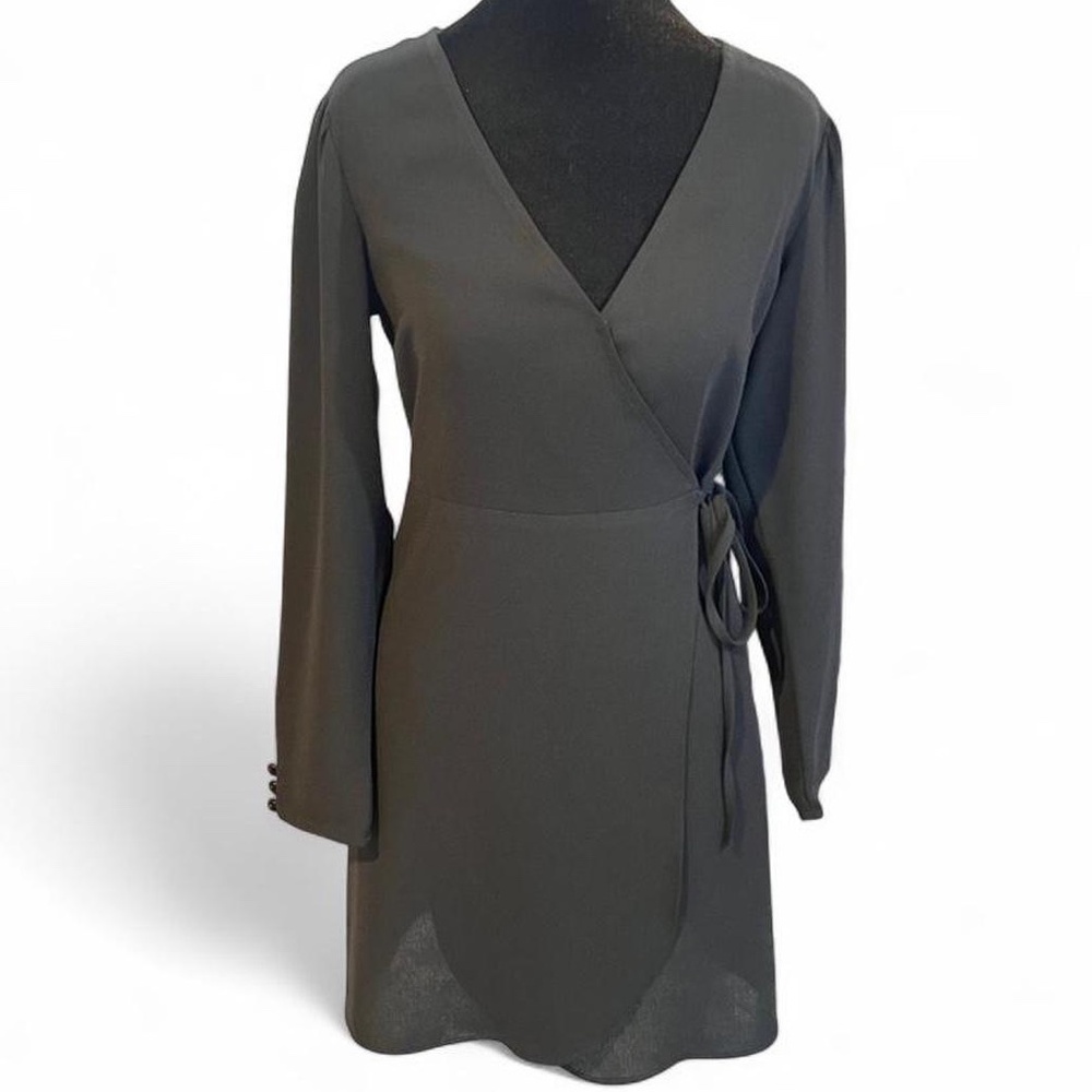 Top Shop Black Midi Wrap Dress - Size 4